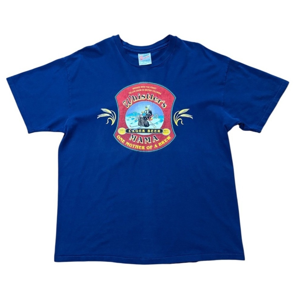 Vintage 90s Whistler Mama Lager Beer Promo BC Canada Hanes Graphic T-shirt Large